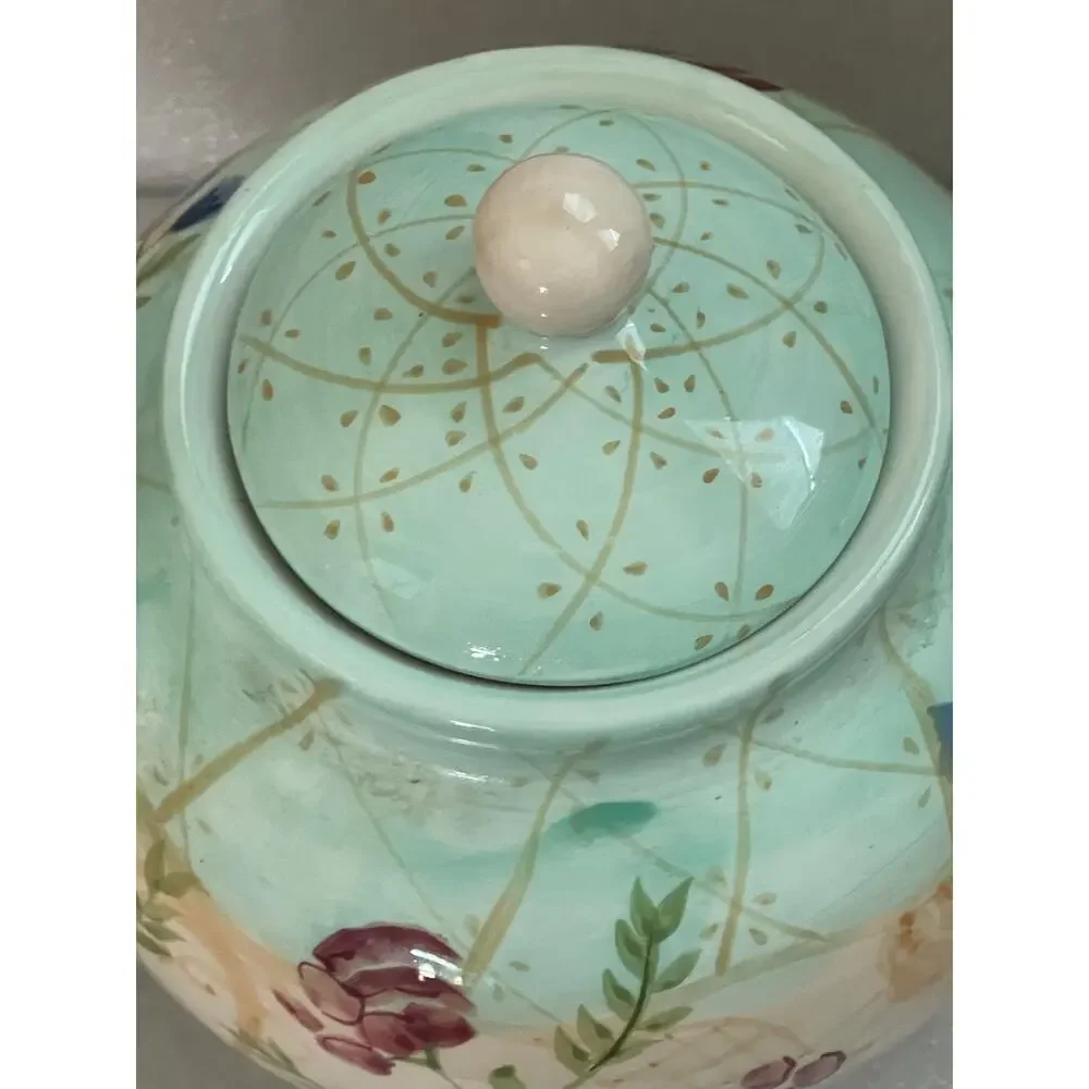 Crate And Barrel Ceramic Teapot 6 Cups Floral Design Victoria